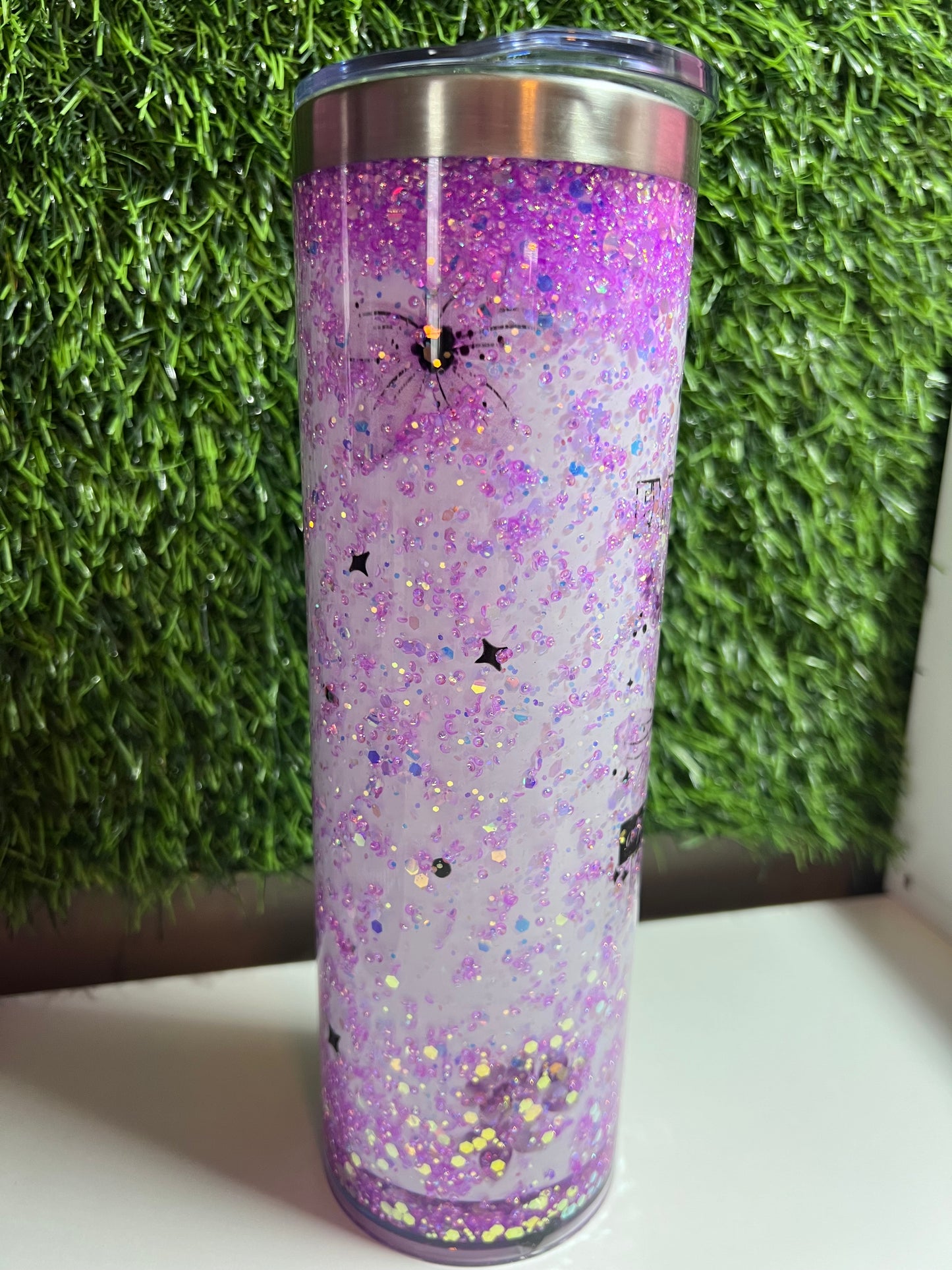 SS Skinny 20oz snow globe tumbler - Expect nothing