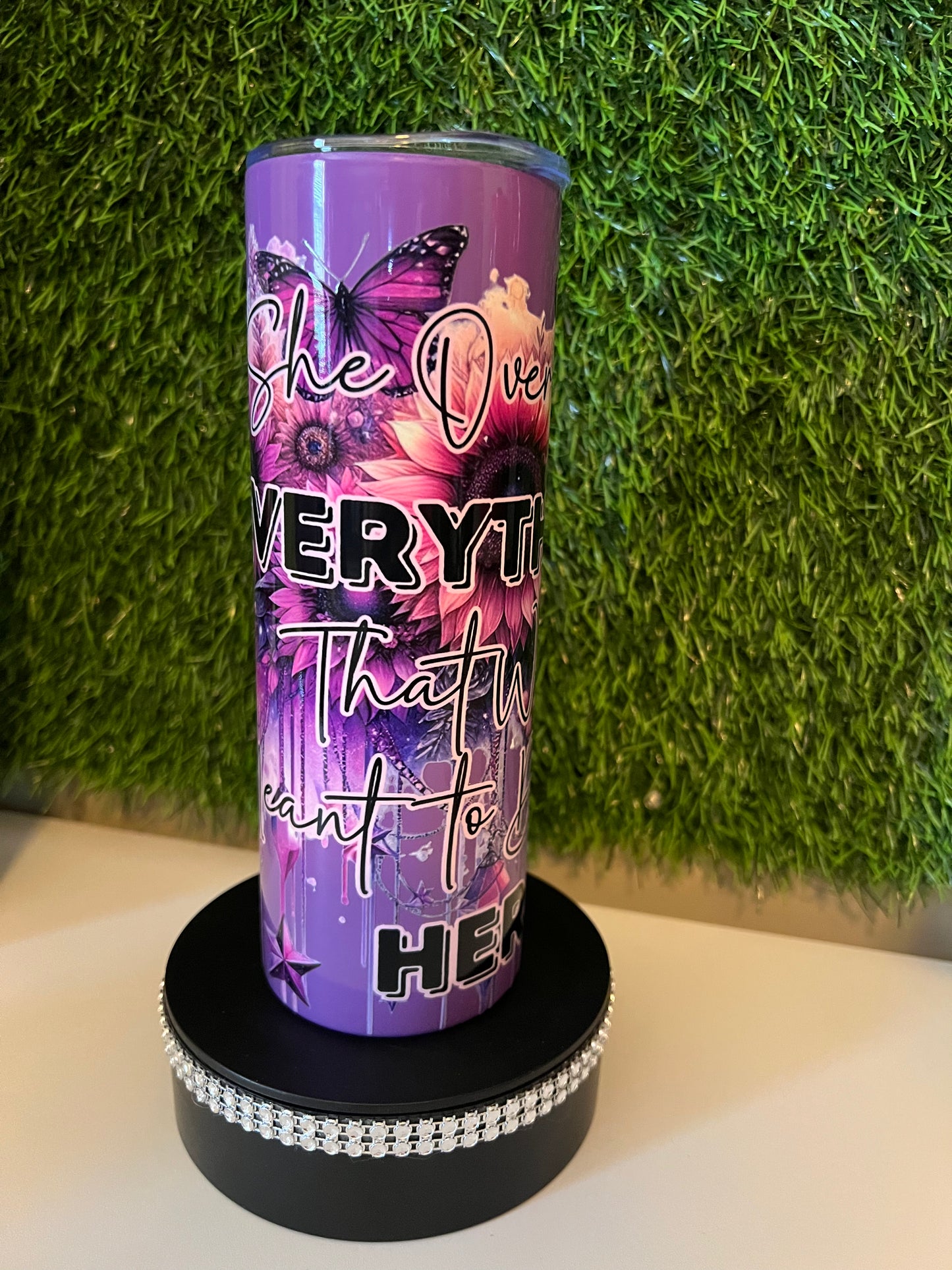 SS Skinny 20oz tumbler - She overcame everything