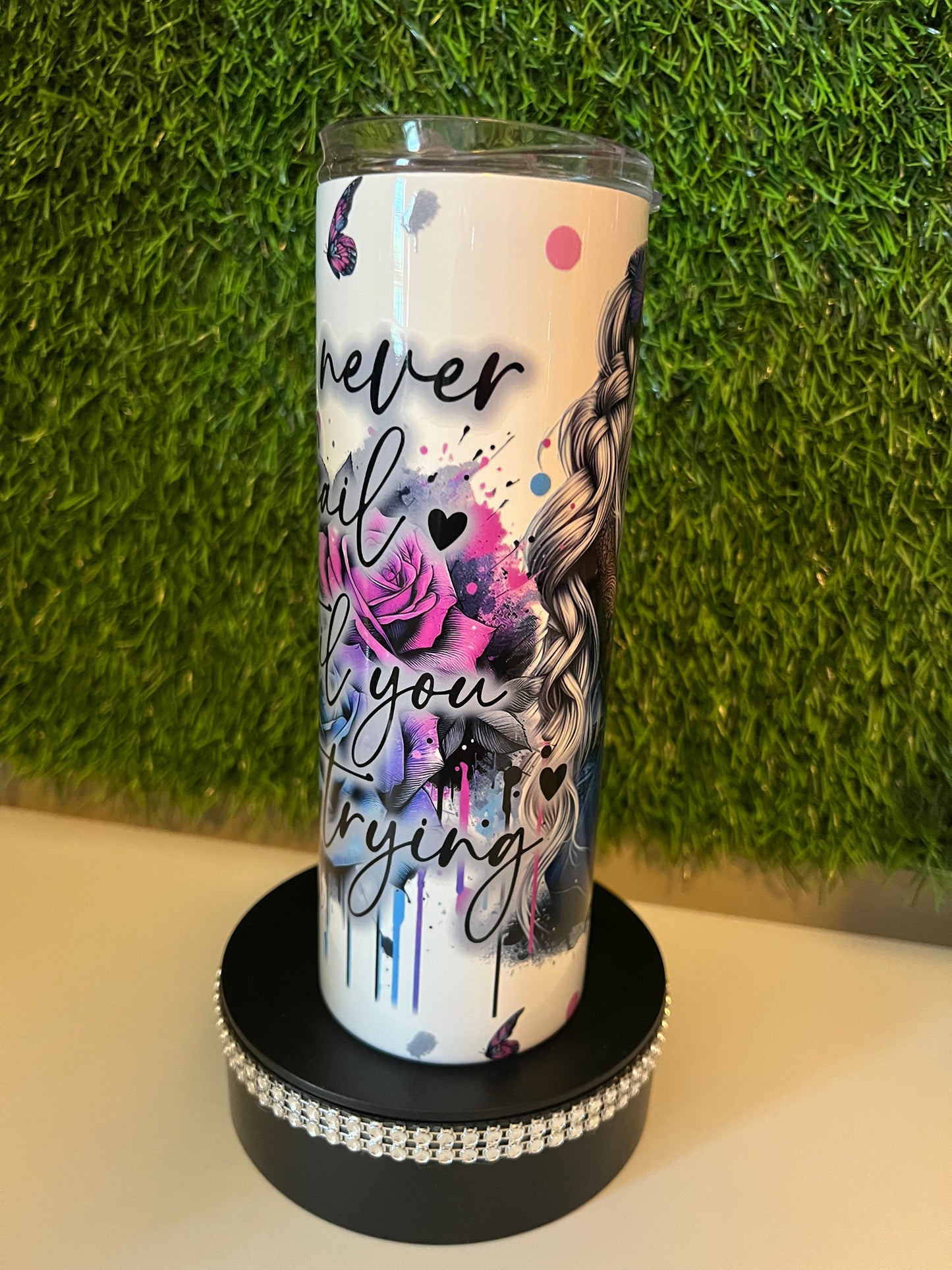 SS Skinny 20oz white tumbler -You never fail