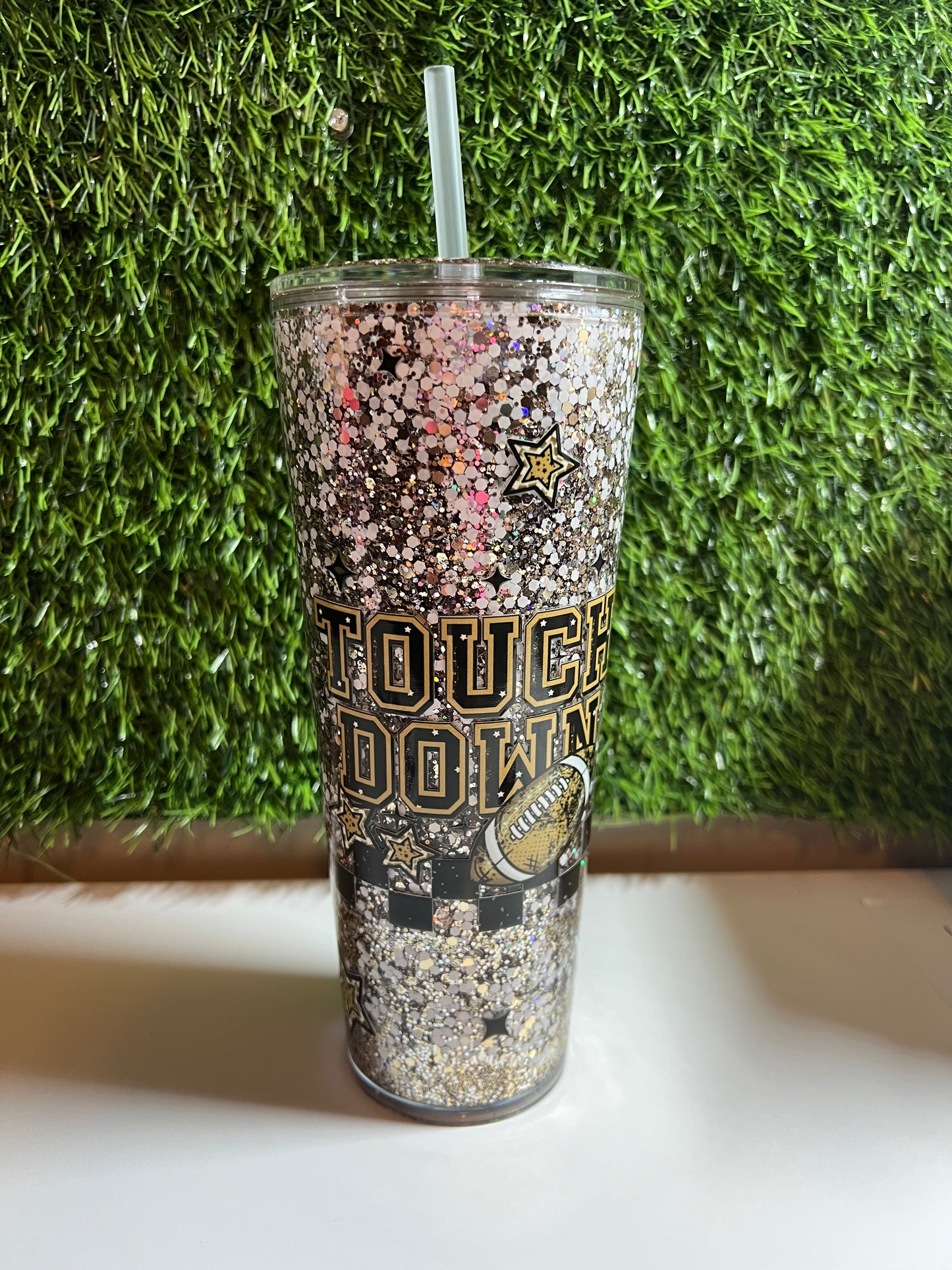 24oz Glitter Acrylic tumbler - Touch down