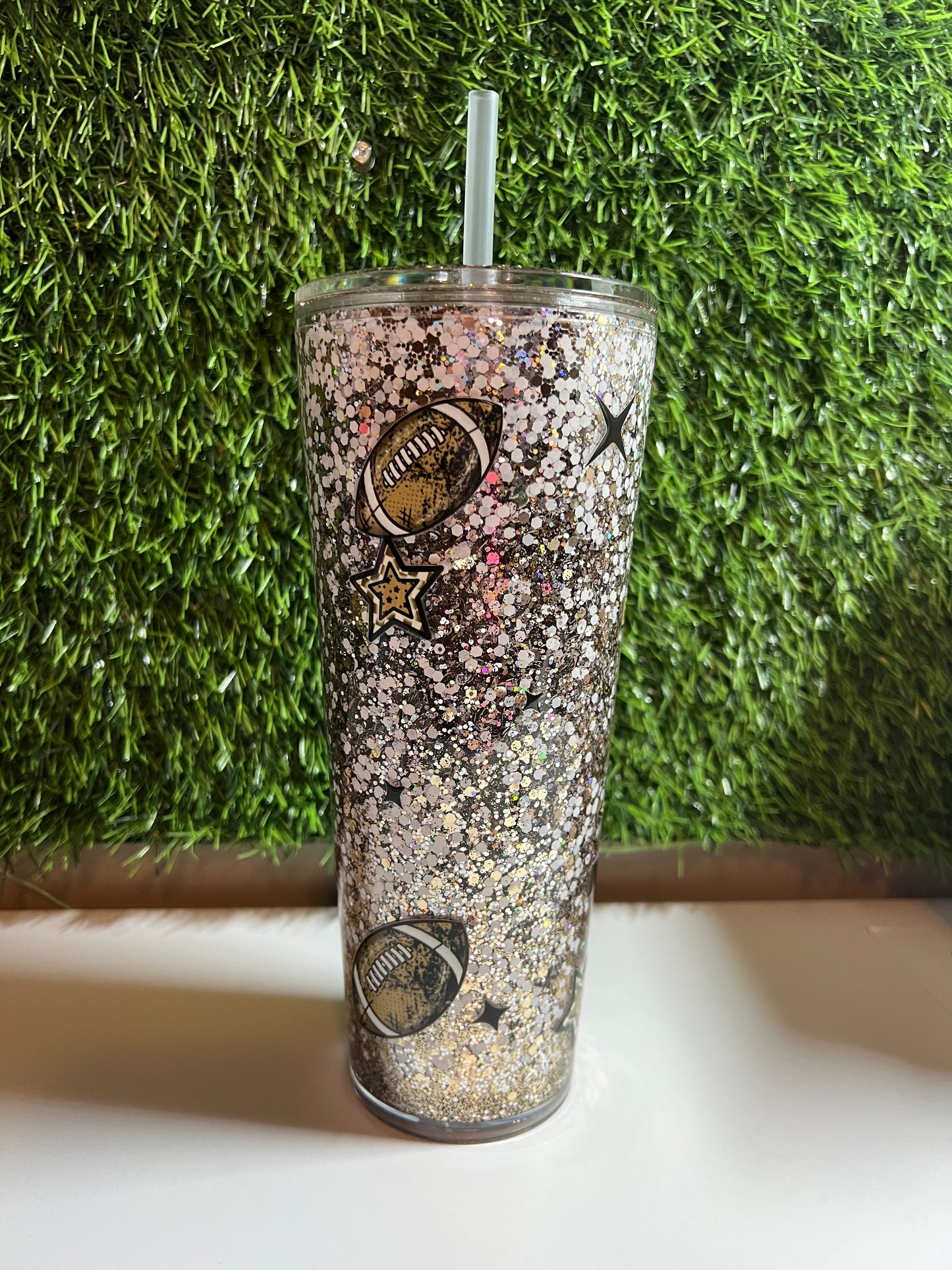 24oz Glitter Acrylic tumbler - Touch down