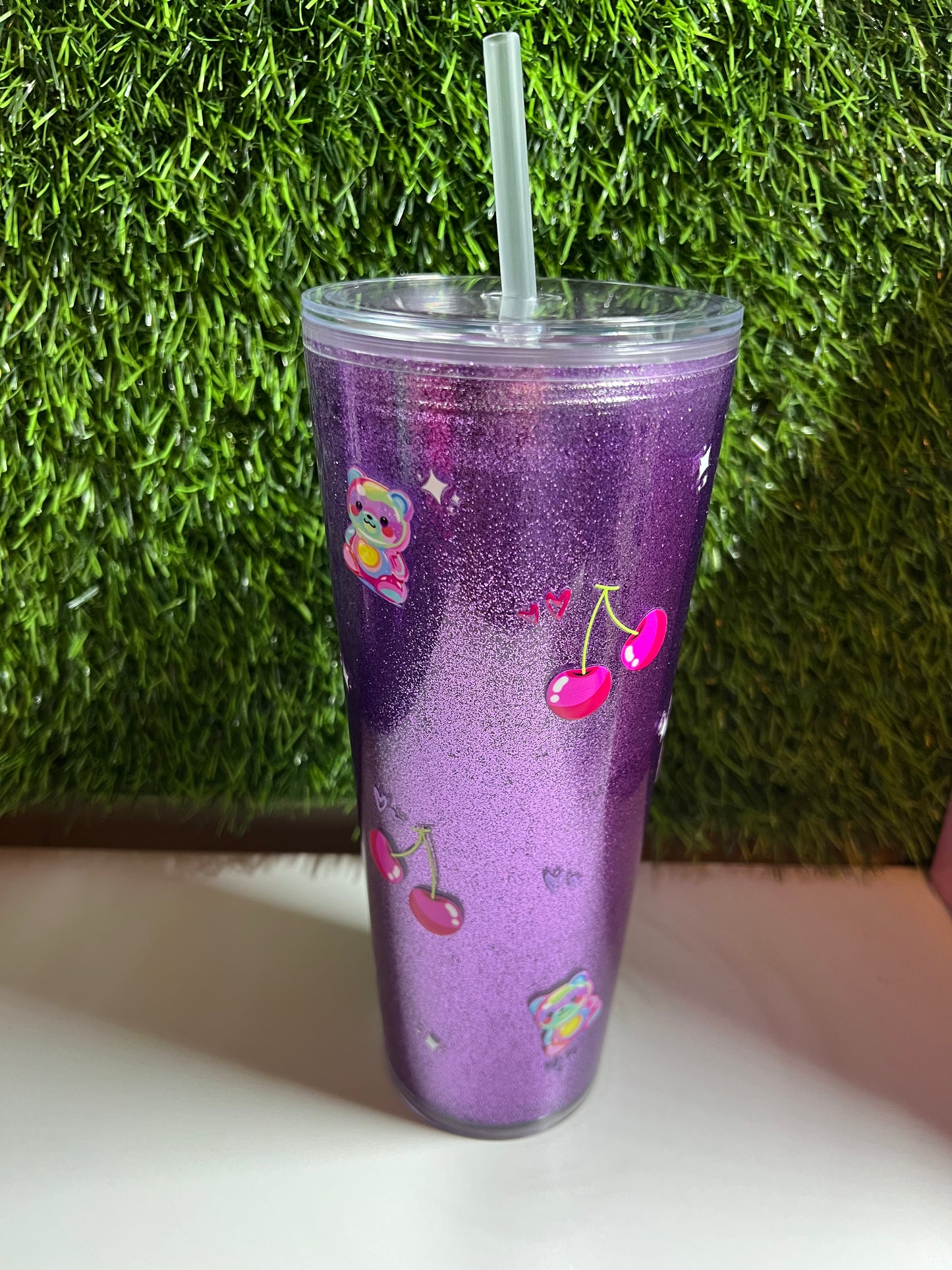 24oz Glitter Acrylic tumbler - Gummy bears