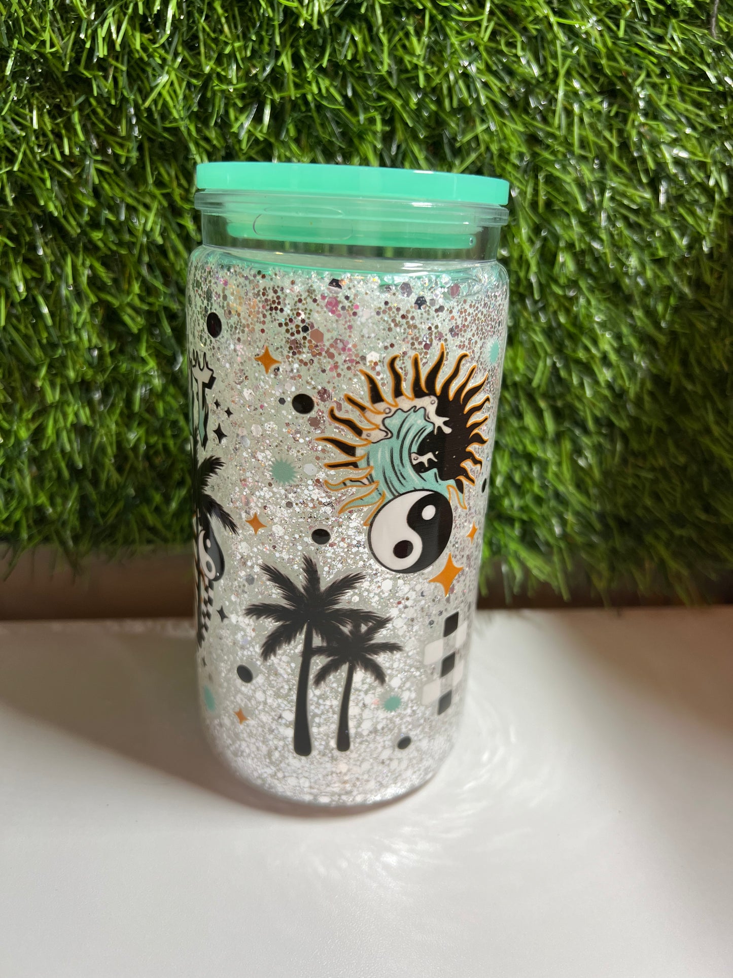 Glitter 16oz Acrylic snow globe tumbler- Chill out