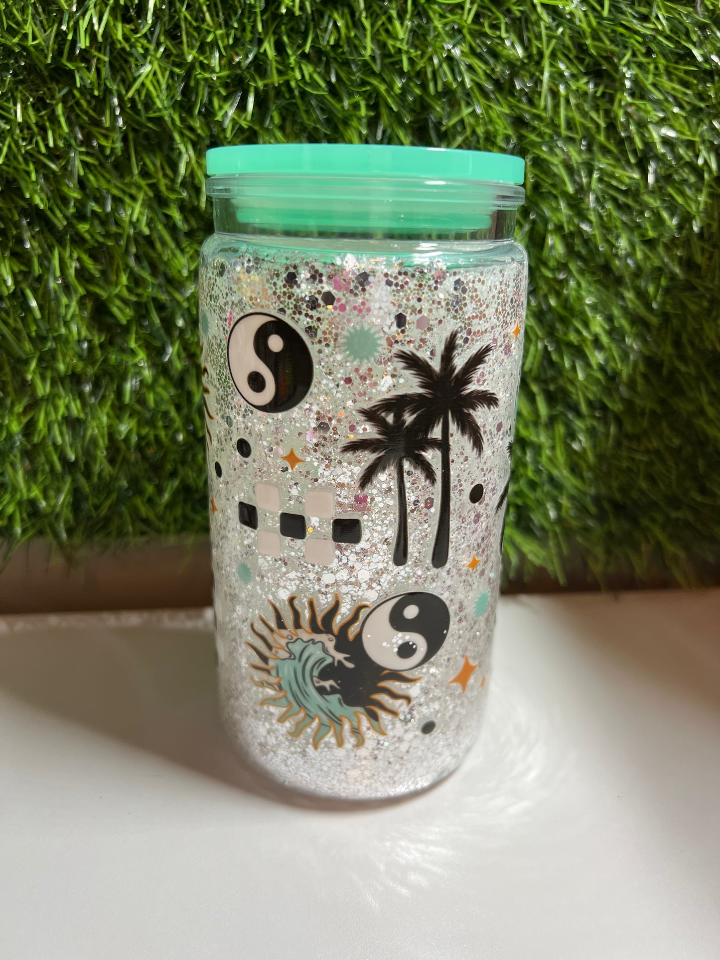 Glitter 16oz Acrylic snow globe tumbler- Chill out