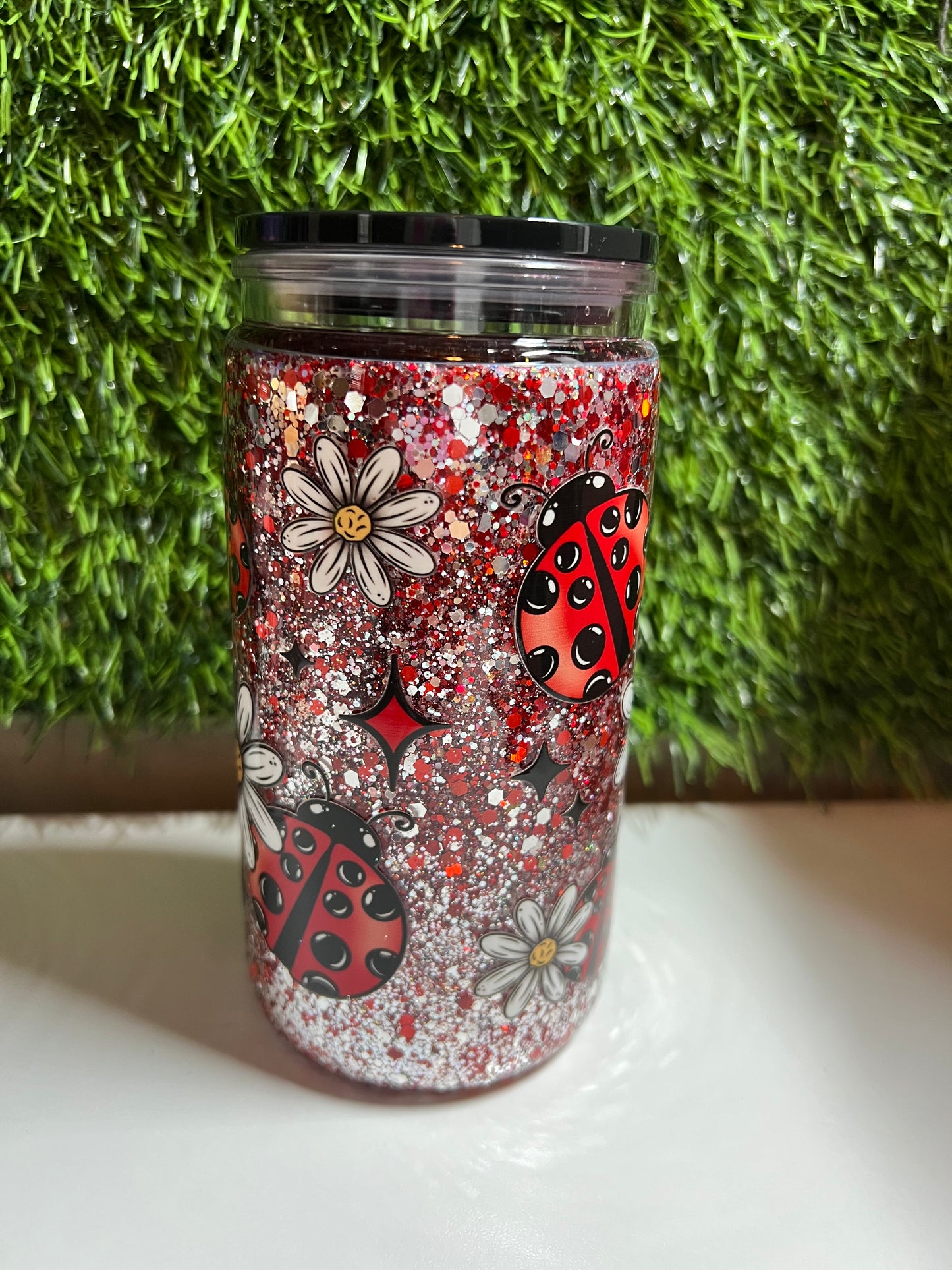 Glitter 16oz Acrylic snow globe tumbler- Enjoy the little things