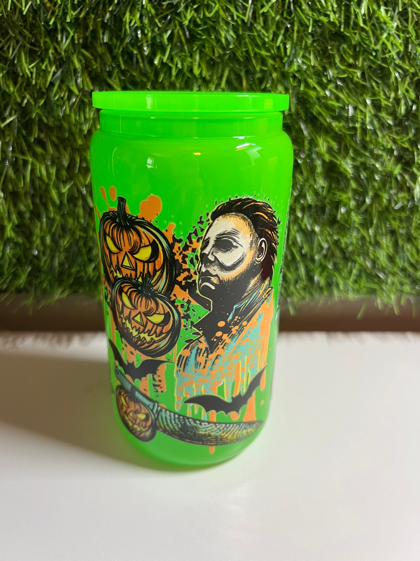 Solid neon green 16oz cup- Michael
