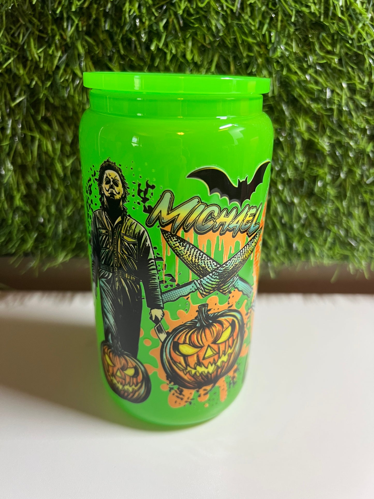 Solid neon green 16oz cup- Michael