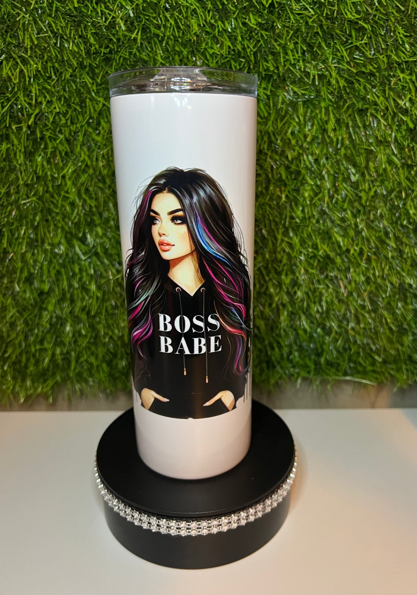 SS Skinny white 20oz tumbler Boss Babe