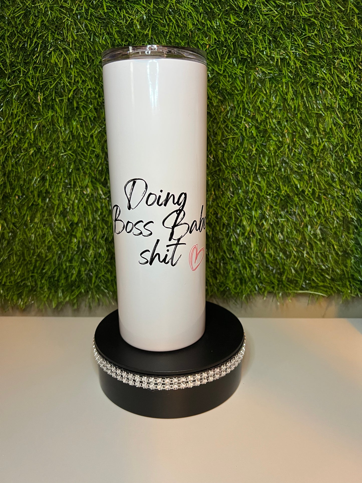SS Skinny white 20oz tumbler Boss Babe