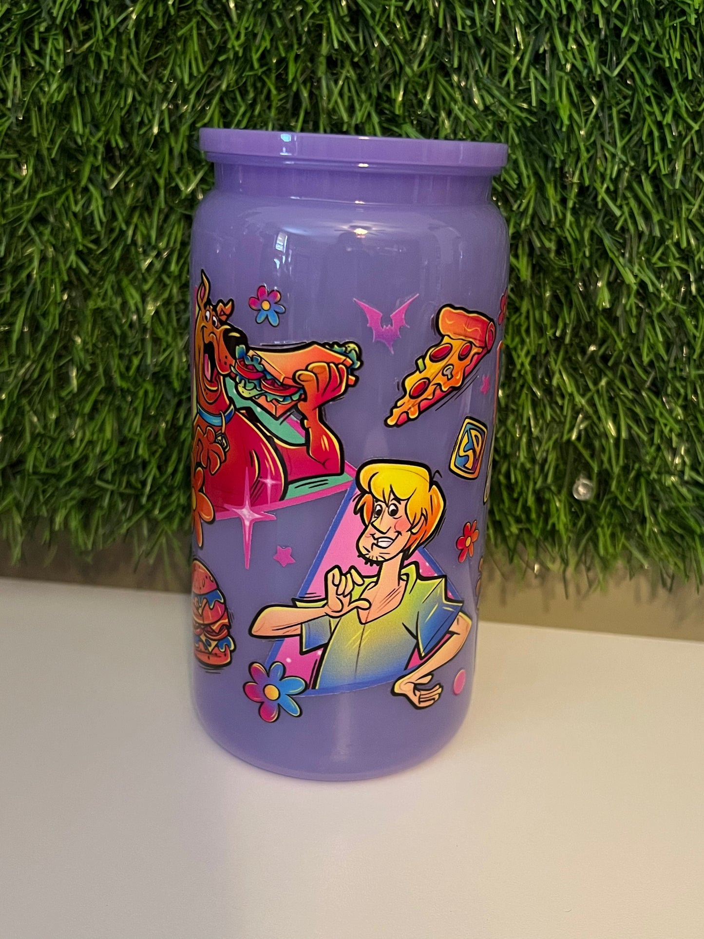 Solid purple 16oz cup- Cartoon dog cup