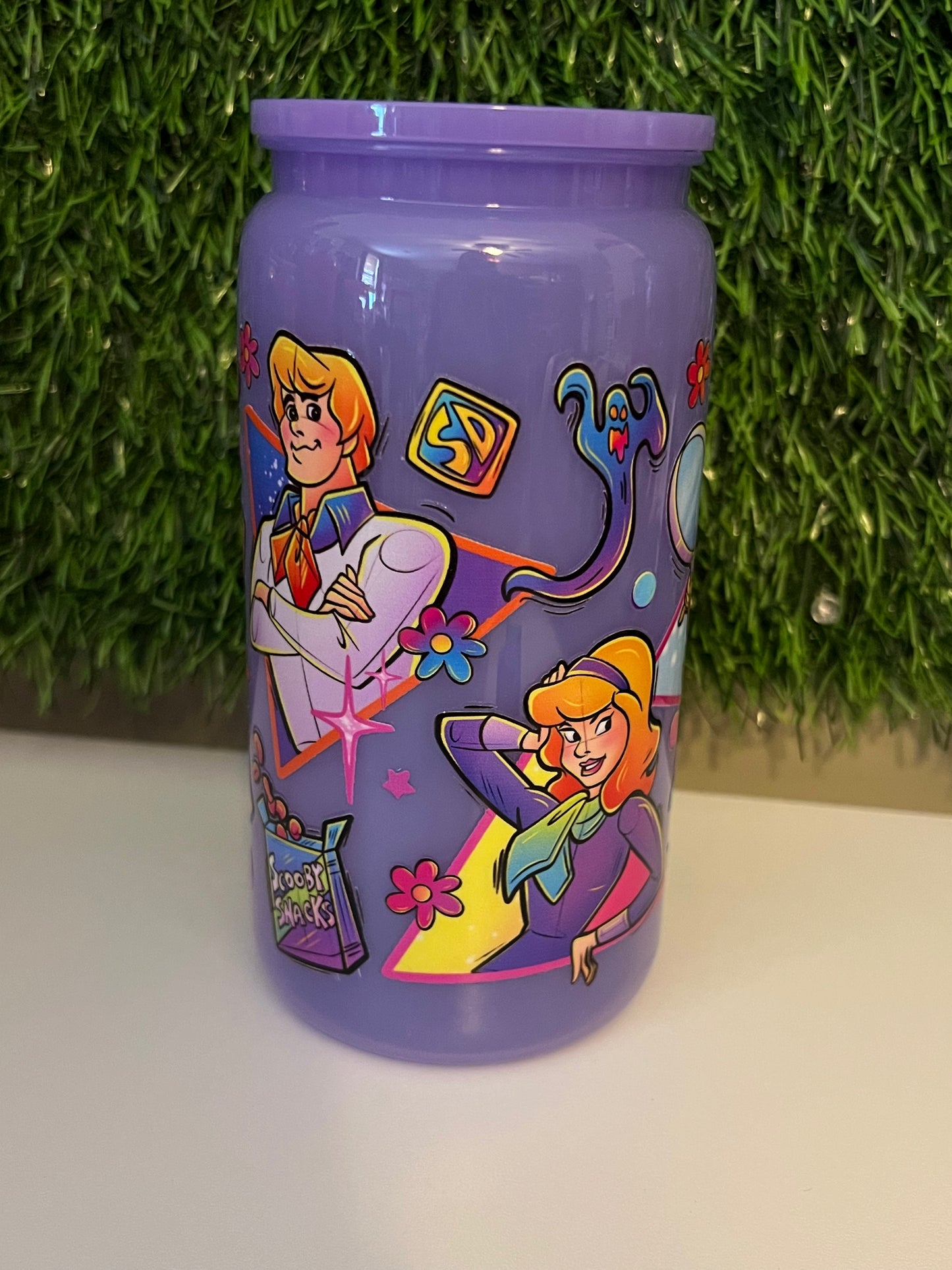Solid purple 16oz cup- Cartoon dog cup