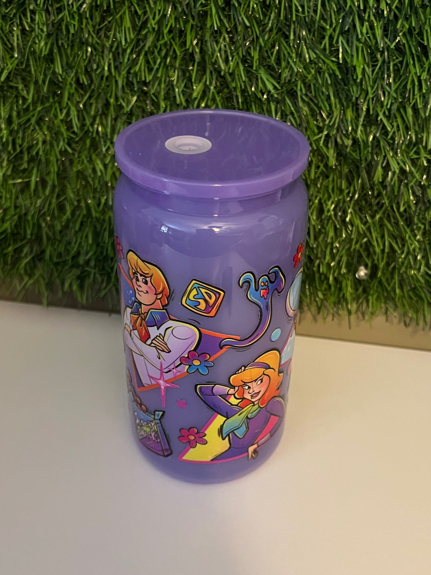 Solid purple 16oz cup- Cartoon dog cup