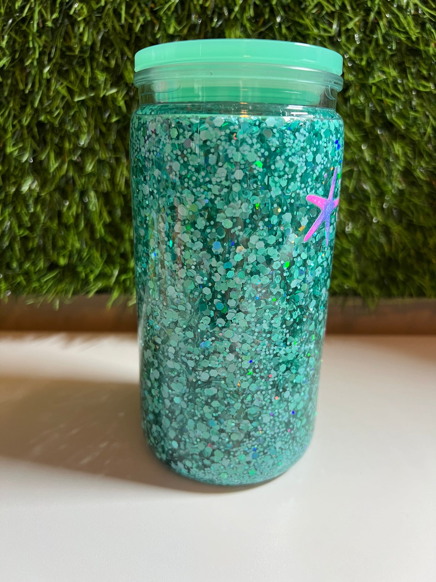 Glitter 16oz snow globe tumbler- Turtle