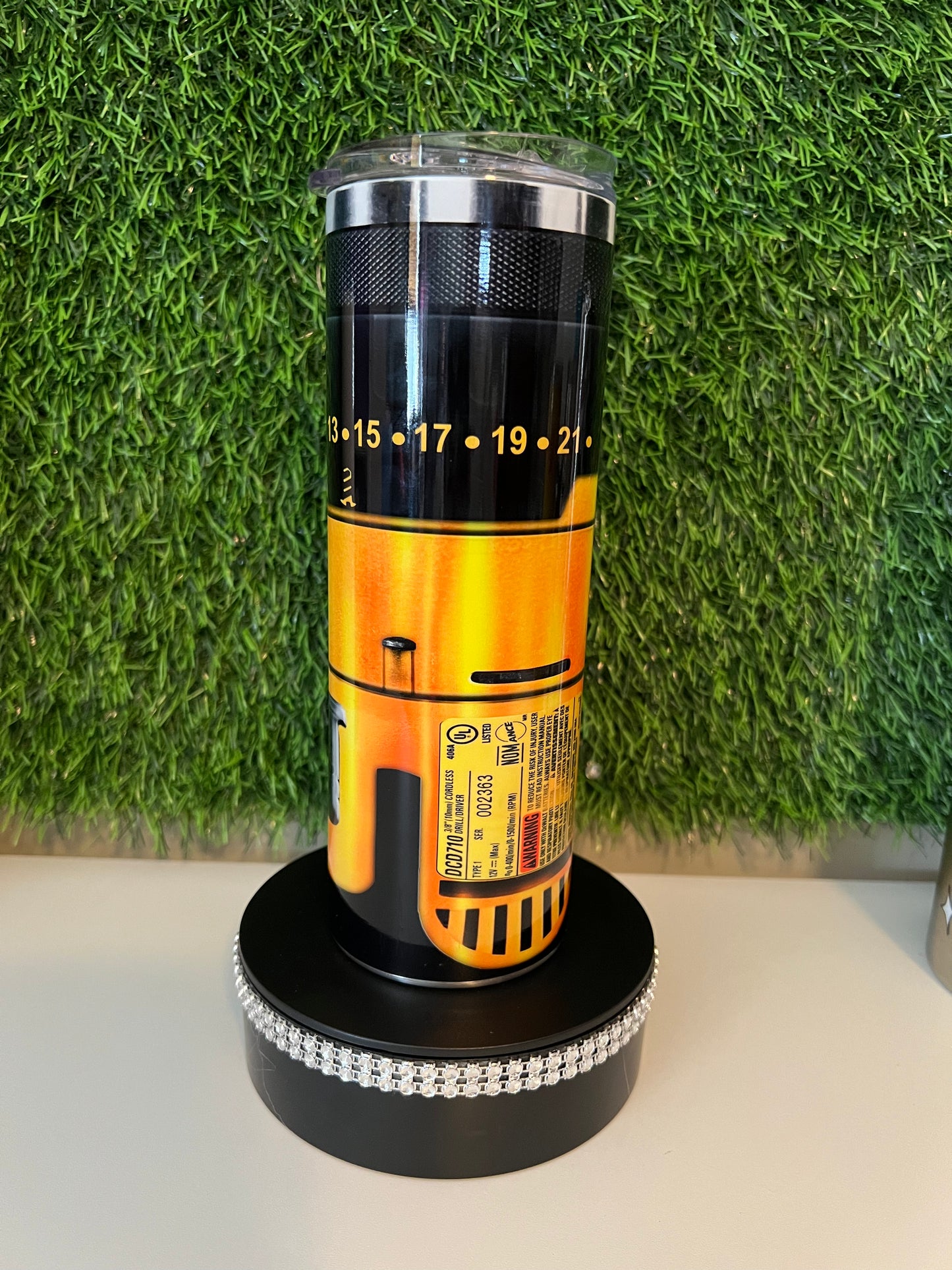 SS Skinny 20oz tumbler Dewalt Drill