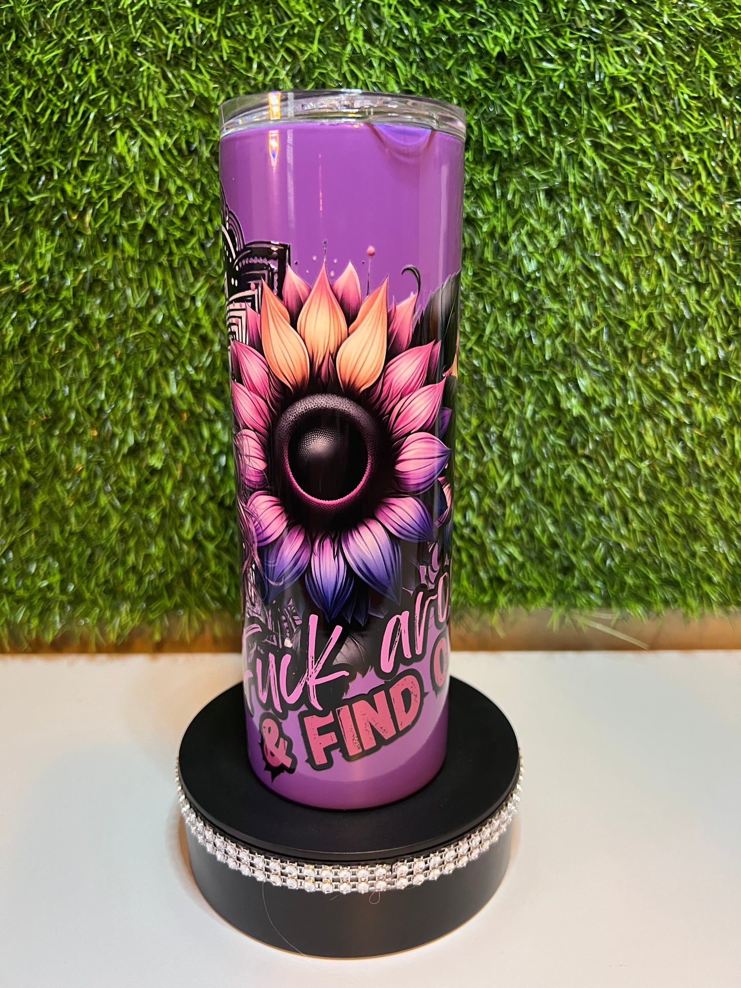 SS Skinny 20oz tumbler tatted girl F*ck around find out