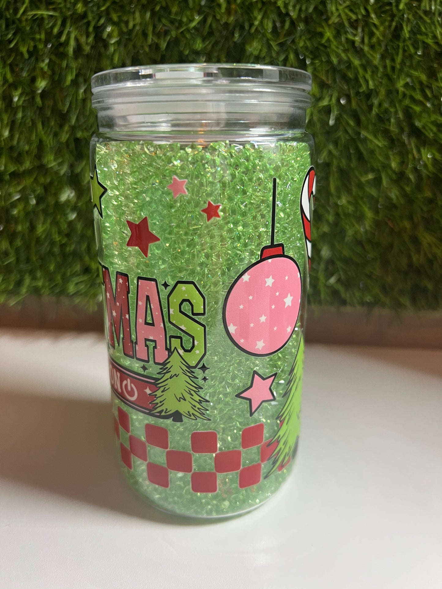 Diamond 16oz snow globe tumbler- Christmas mode on