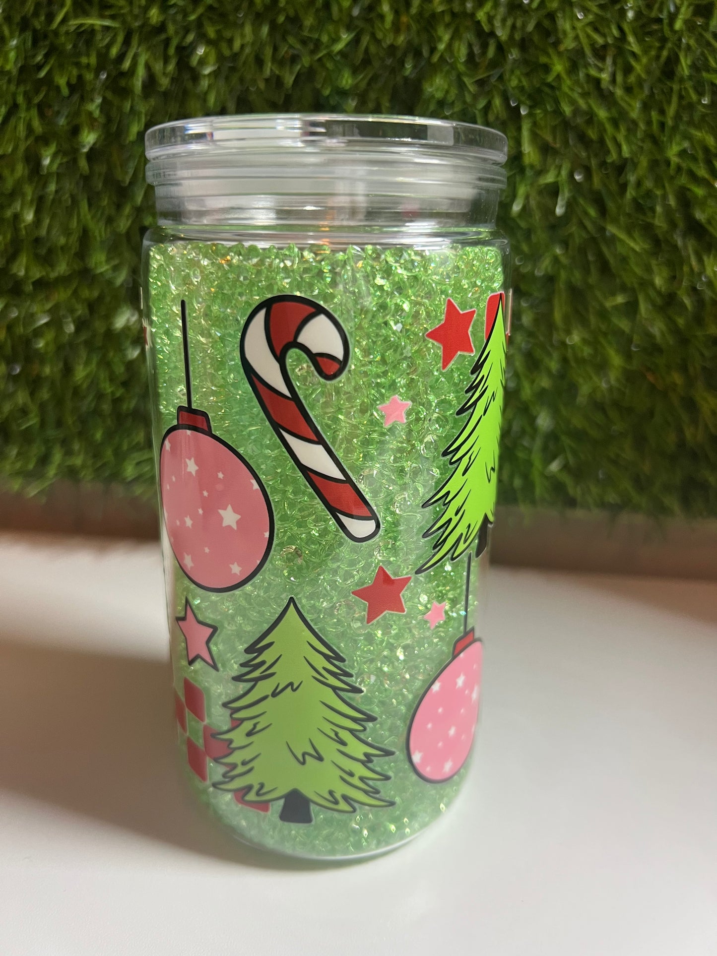 Diamond 16oz snow globe tumbler- Christmas mode on