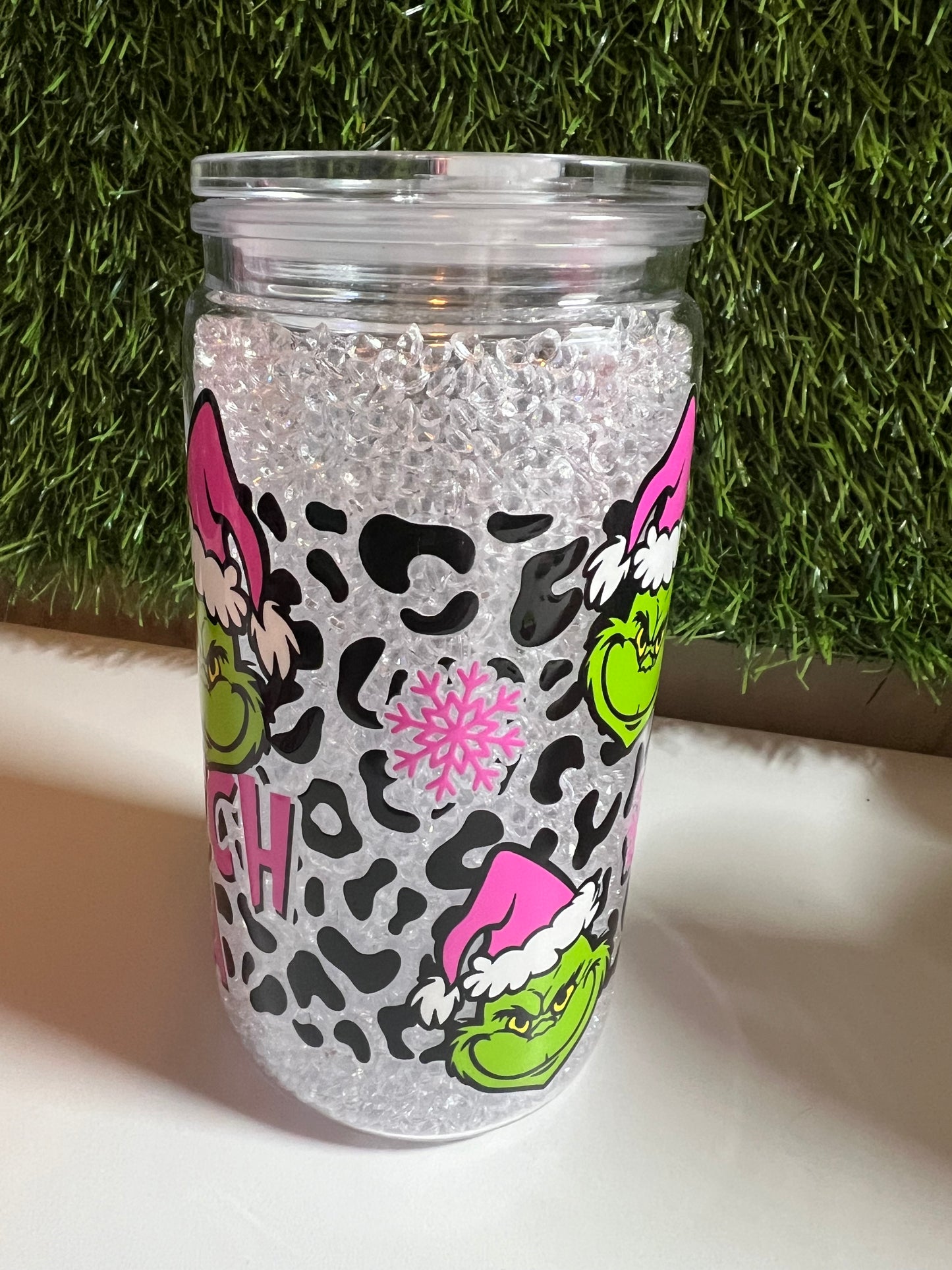 Diamond 16oz snow globe tumbler- In my Grnch era