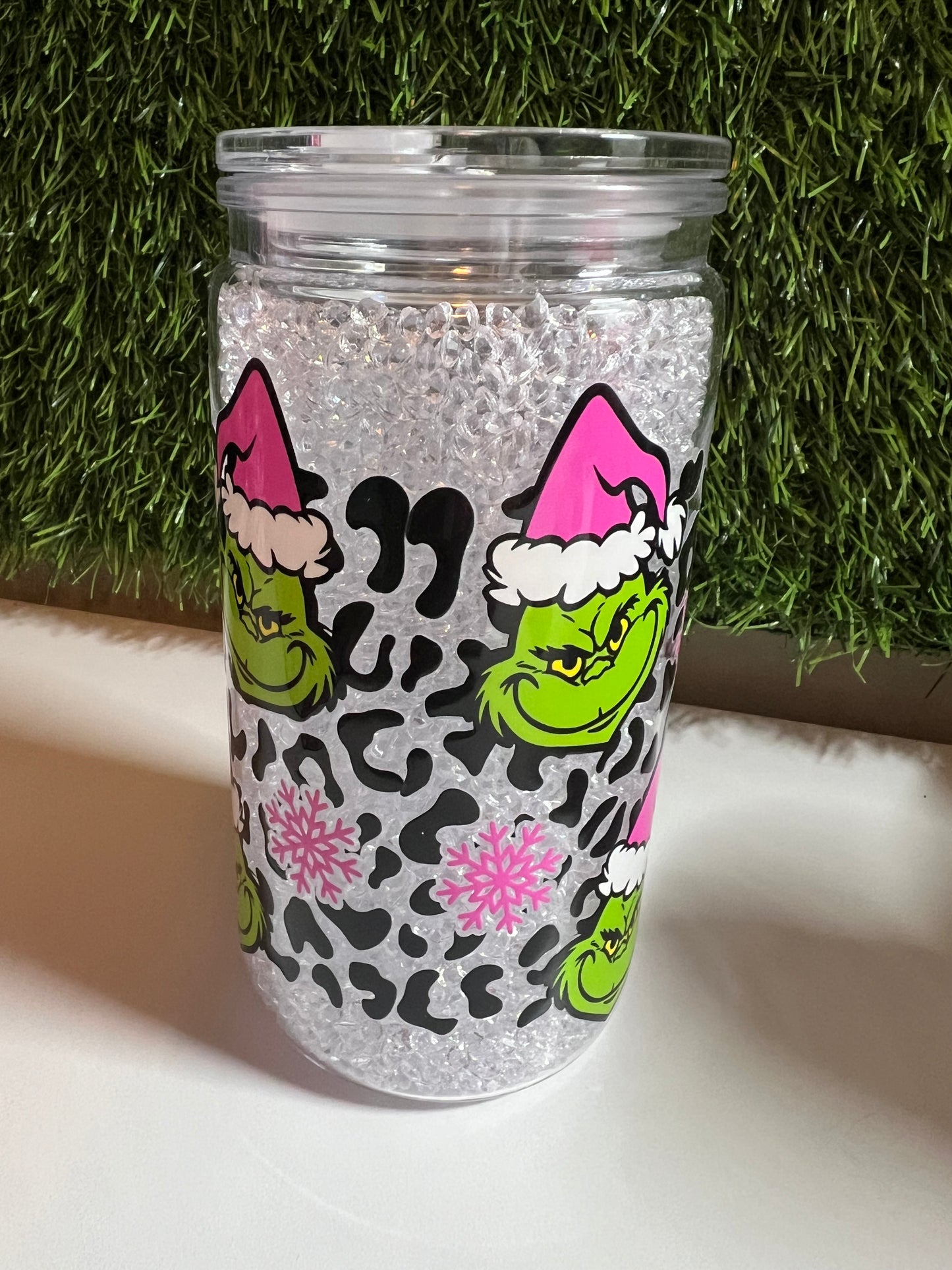 Diamond 16oz snow globe tumbler- In my Grnch era