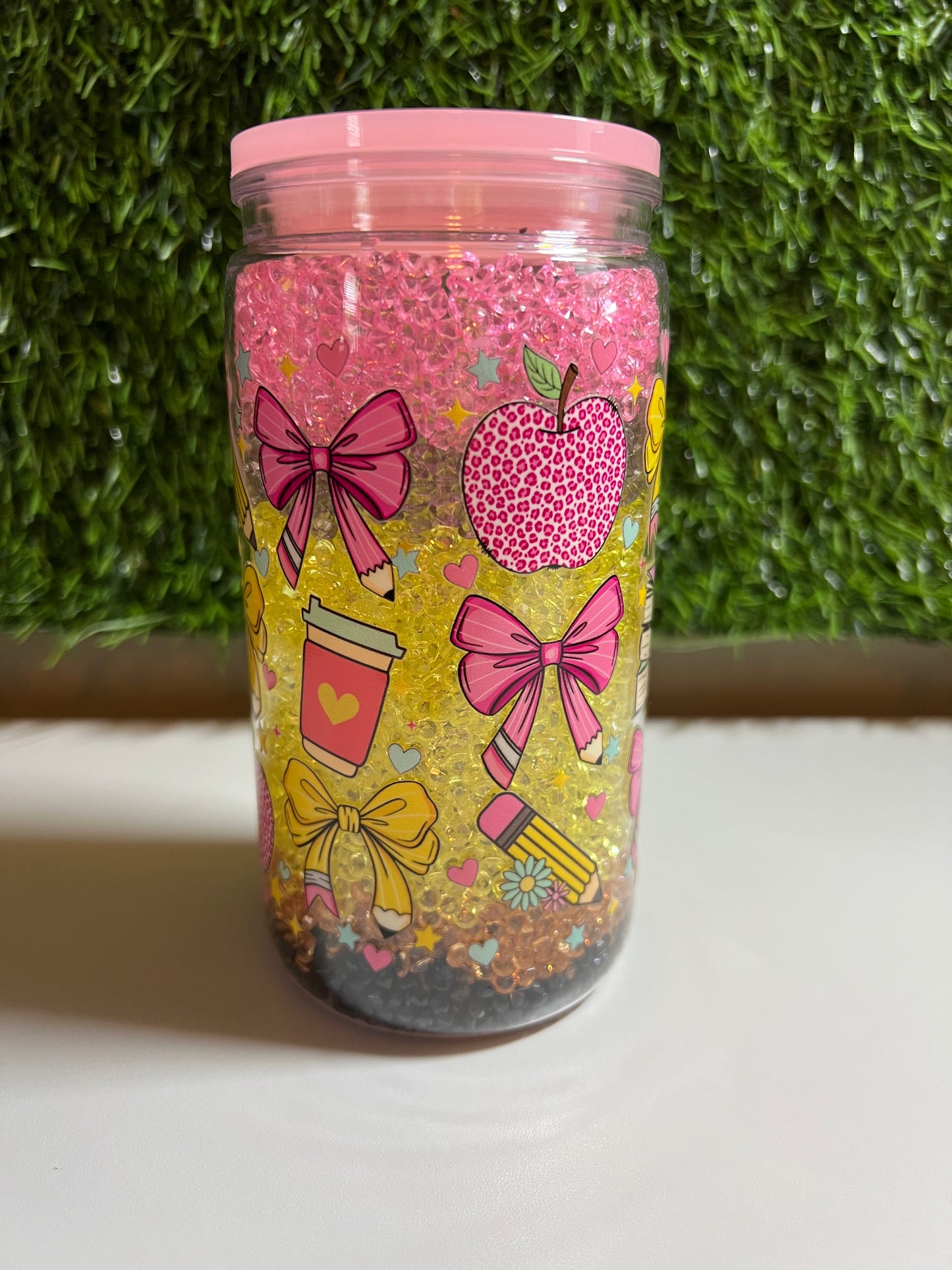 Diamond 16oz snow globe tumbler Pencil cup