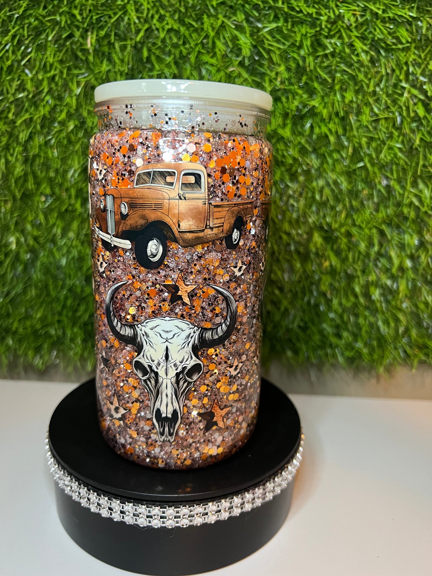 Glitter 16oz Acrylic snow globe tumbler - Wait in the truck