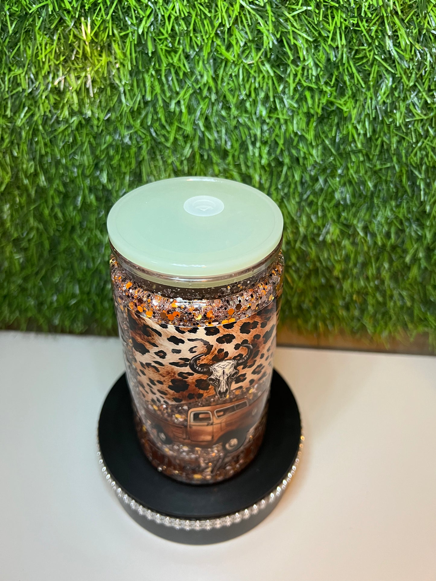 Glitter 16oz Acrylic snow globe tumbler - Wait in the truck