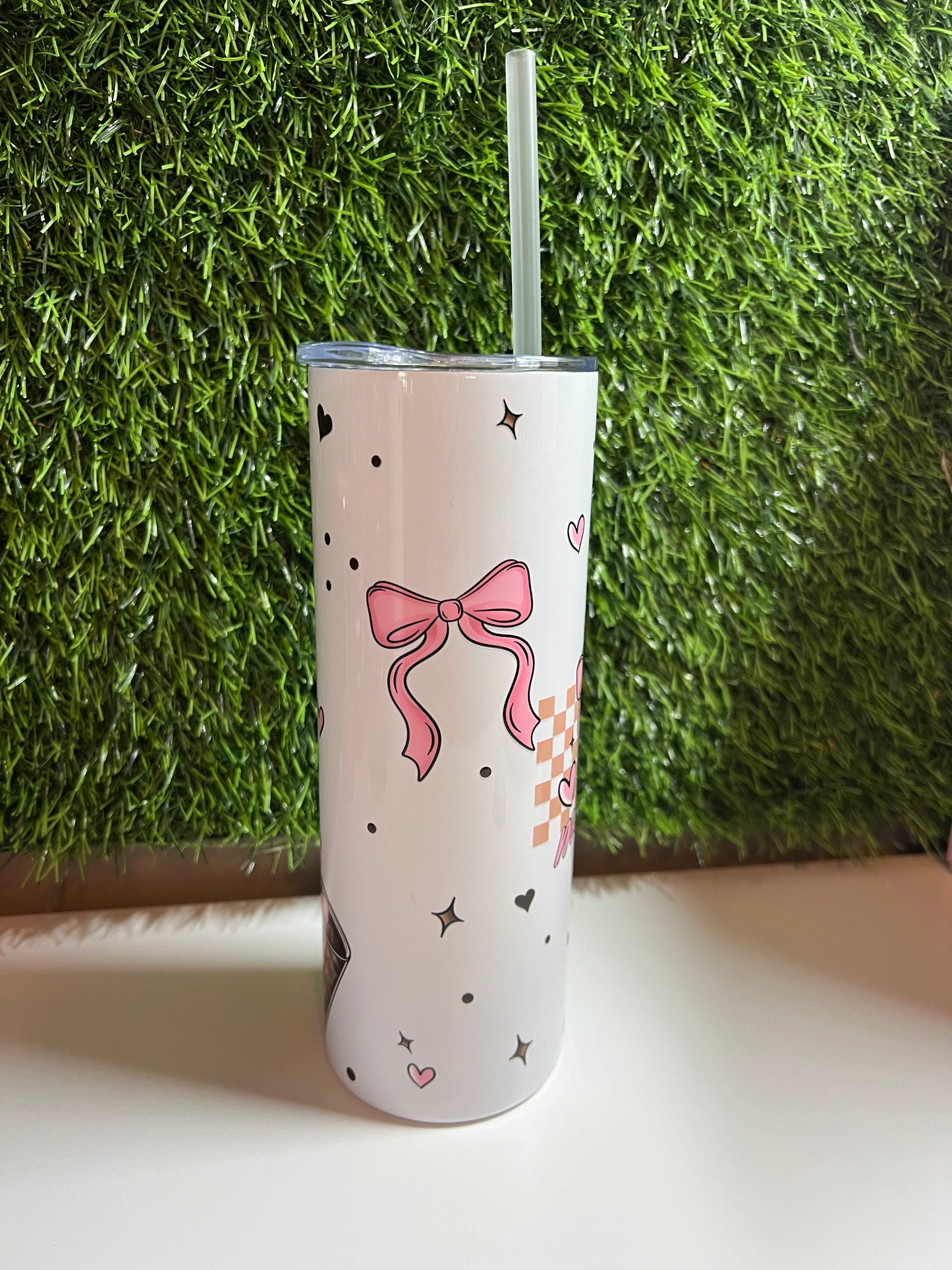 SS Skinny 20oz white tumbler -Morning brew