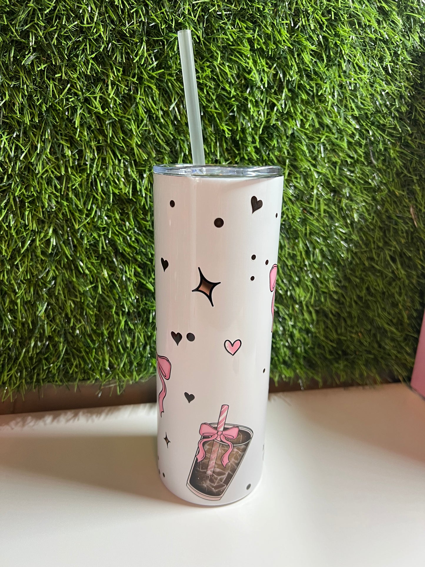 SS Skinny 20oz white tumbler -Morning brew