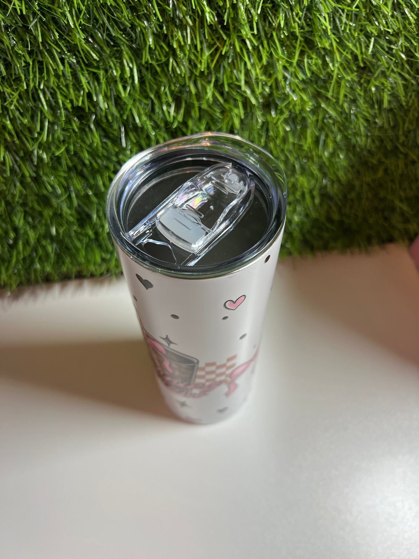 SS Skinny 20oz white tumbler -Morning brew