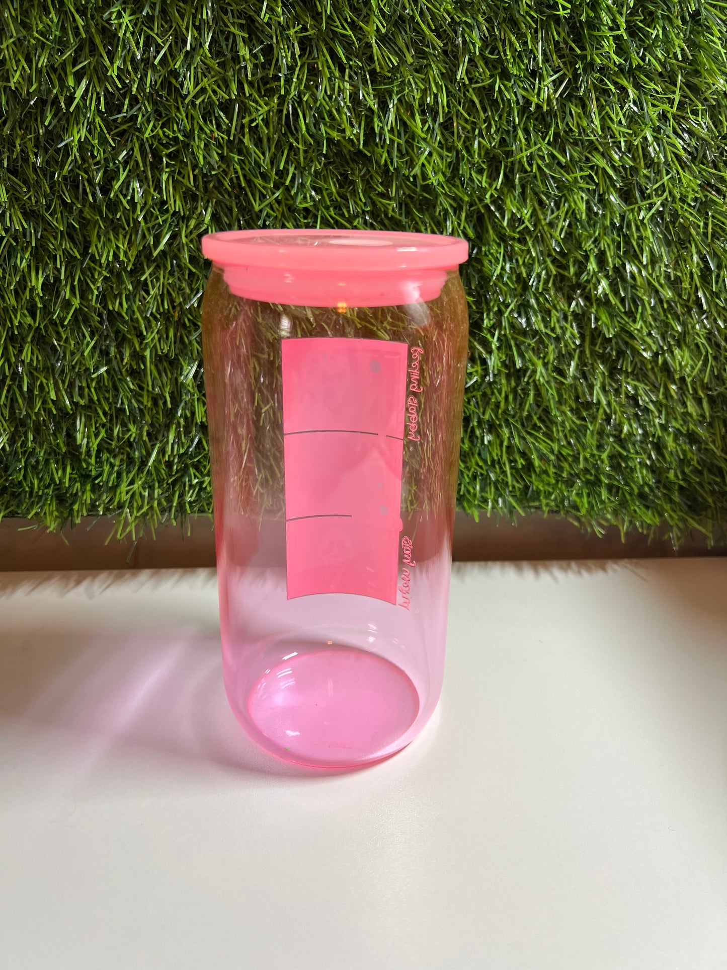 Solid clear pink 16oz cup- Ghost face