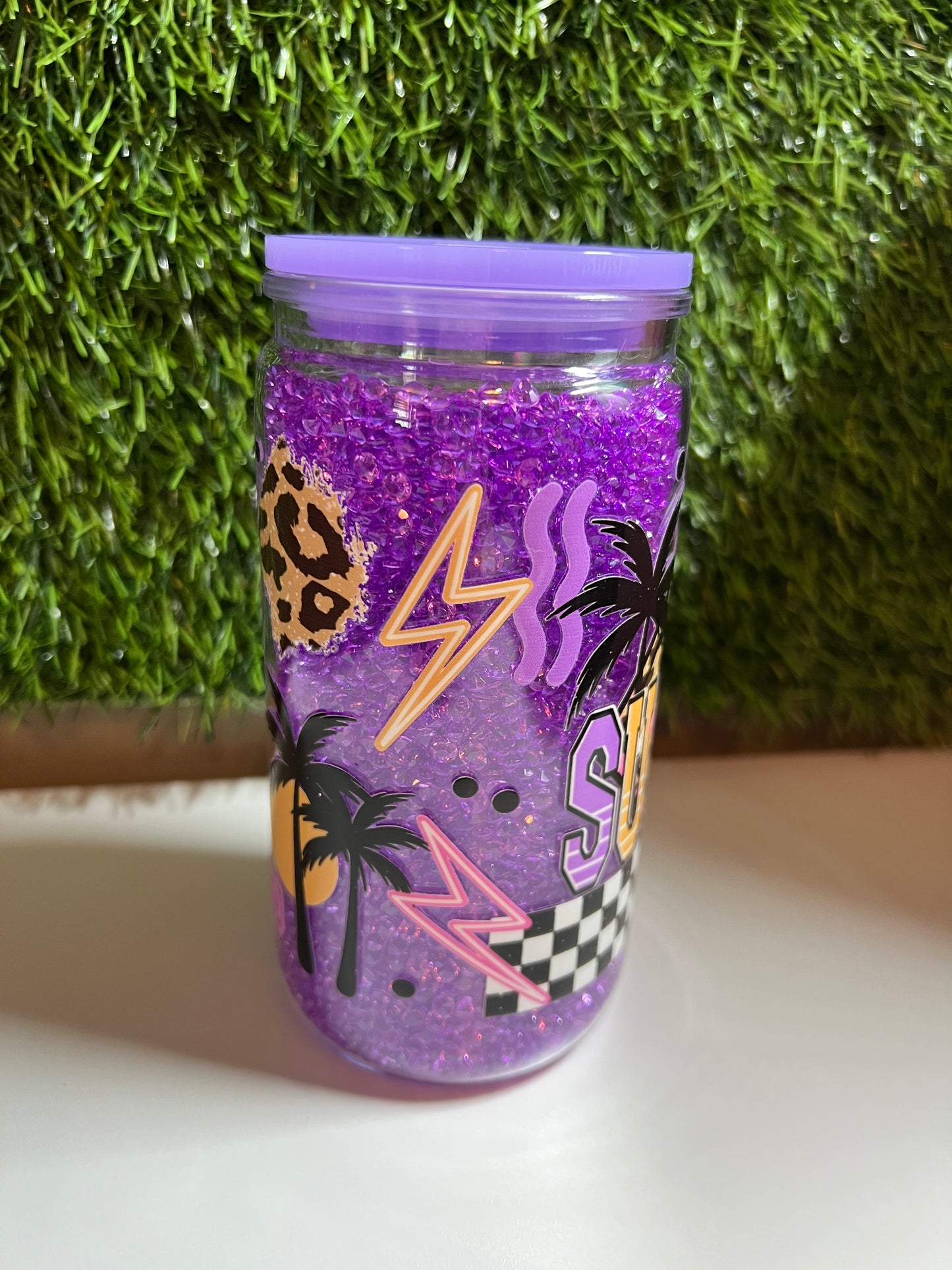 Diamond 16oz snow globe tumbler- Summer Vibes
