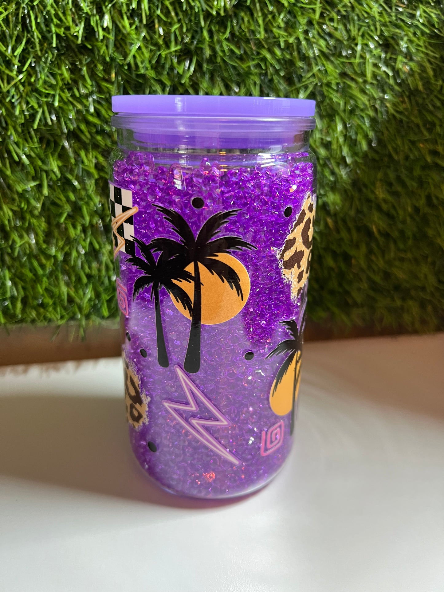 Diamond 16oz snow globe tumbler- Summer Vibes