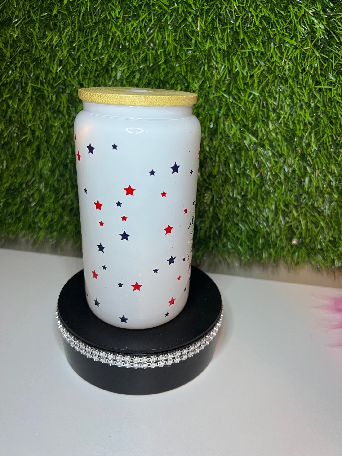 Solid white 16oz cup Try that in a small town
