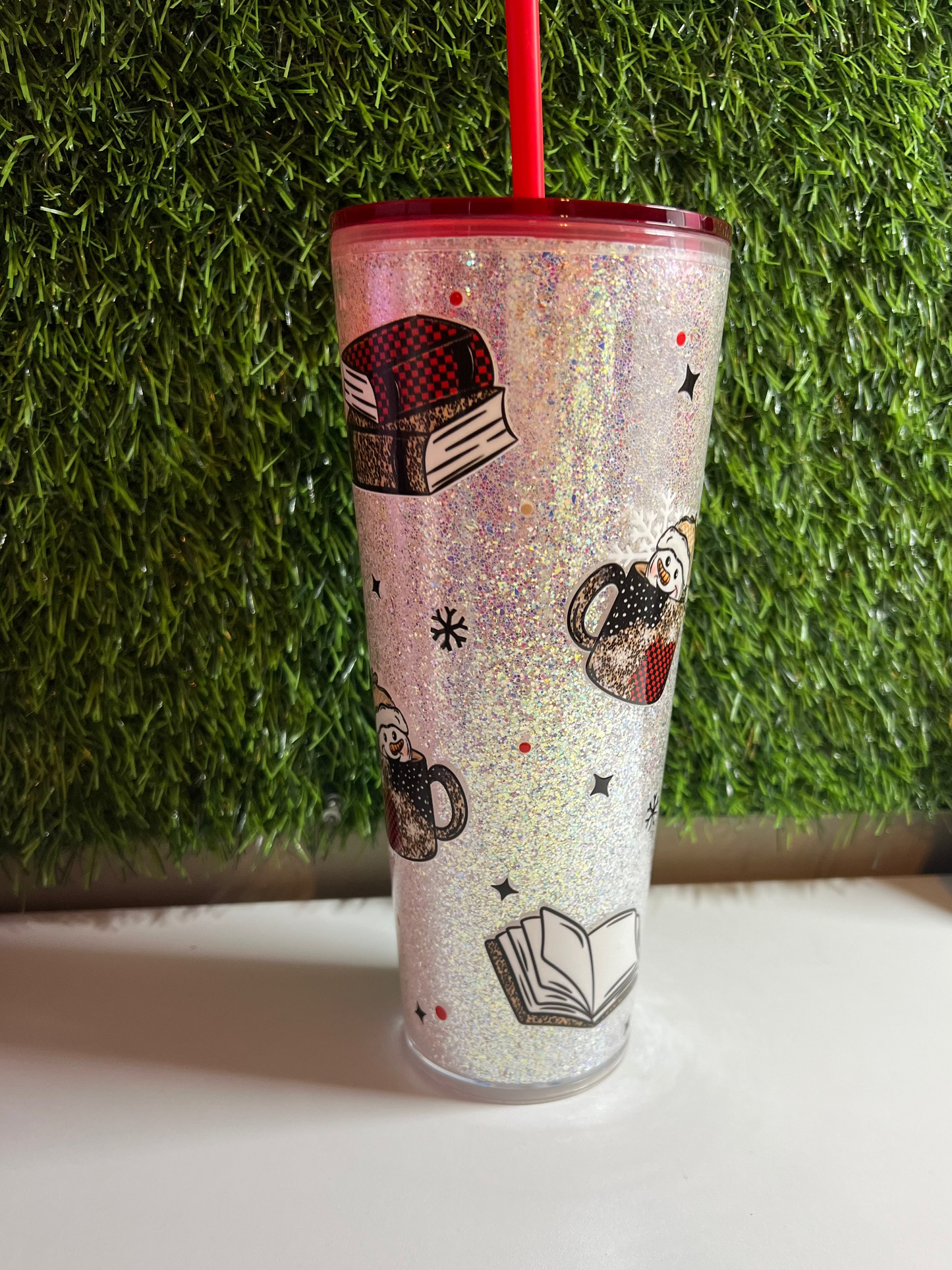 24oz Glitter Acrylic tumbler - My Winter is Booked