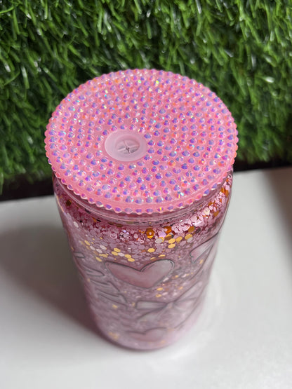 Glitter 16oz snow globe tumbler- Love you A Latte