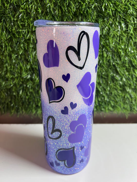SS Skinny 20oz Epoxy tumbler - Purple hearts