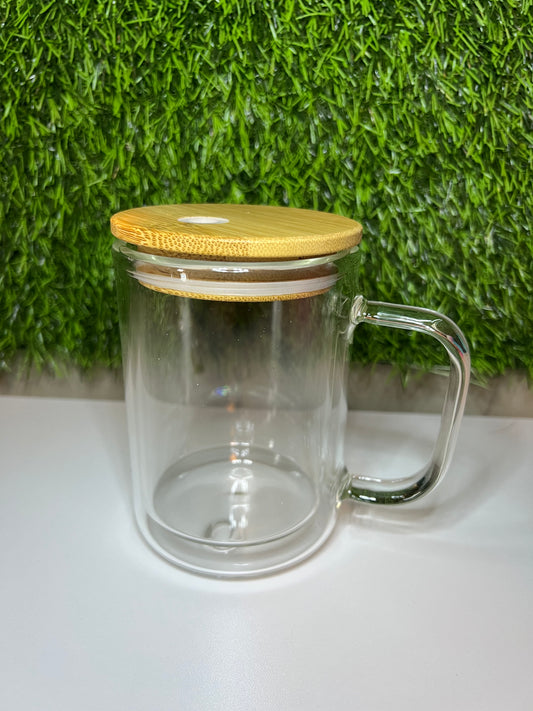 15oz Snow globe tumbler with handle -mug