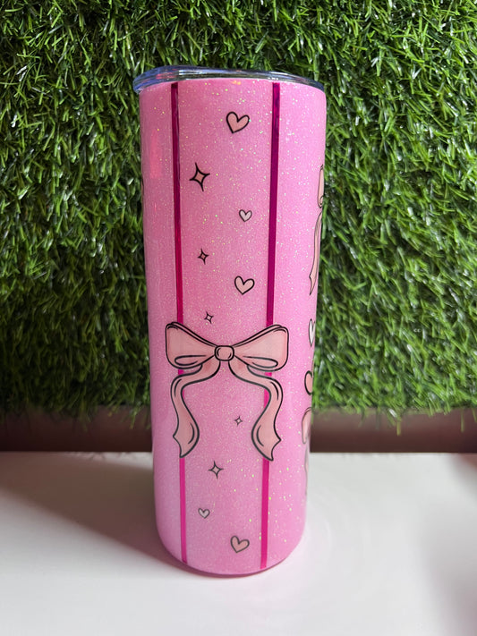 SS Skinny 20oz Epoxy tumbler - Pink Bows