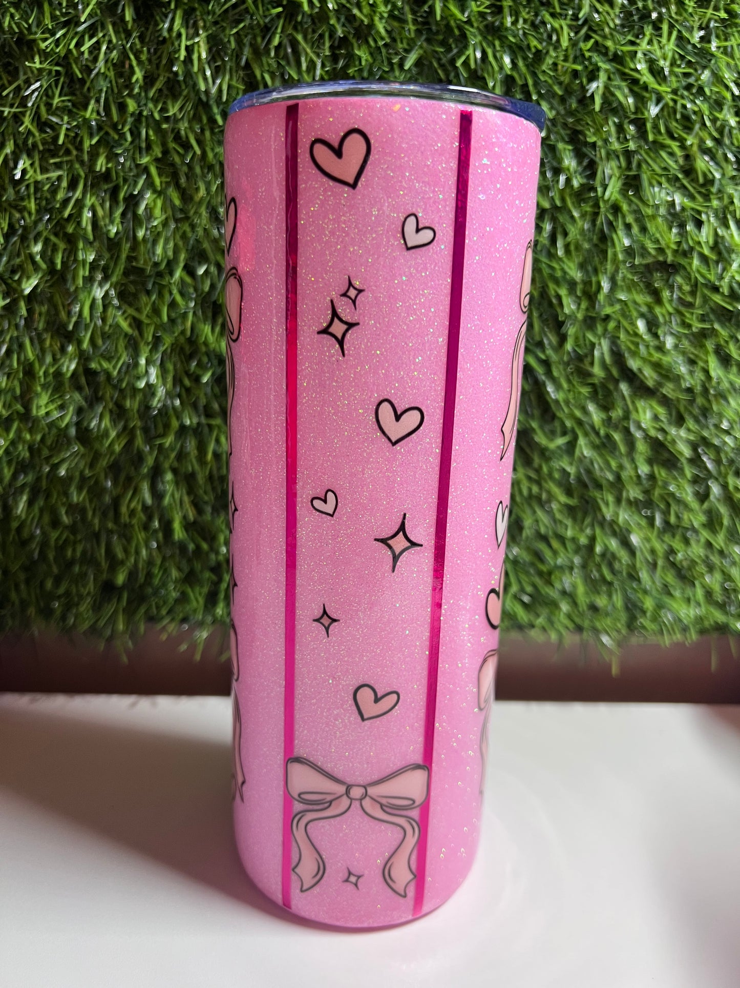 SS Skinny 20oz Epoxy tumbler - Pink Bows