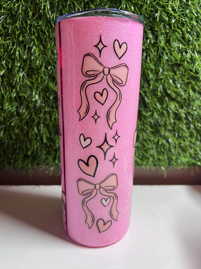 SS Skinny 20oz Epoxy tumbler - Pink Bows