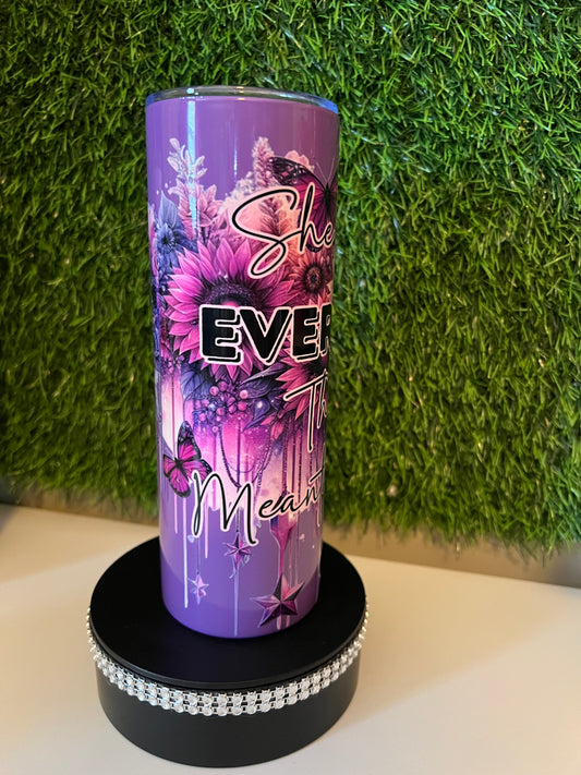SS Skinny 20oz tumbler - She overcame everything