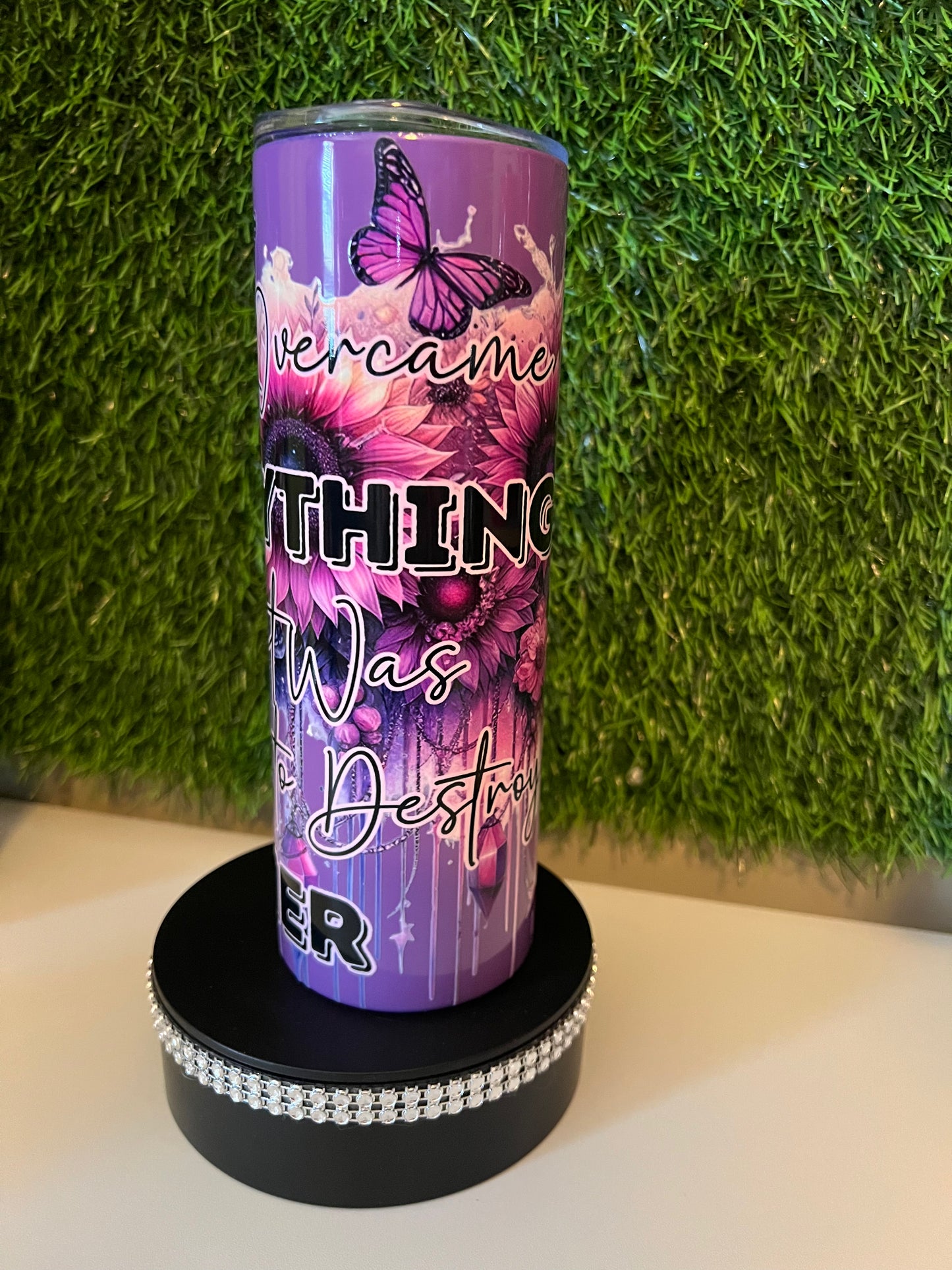 SS Skinny 20oz tumbler - She overcame everything