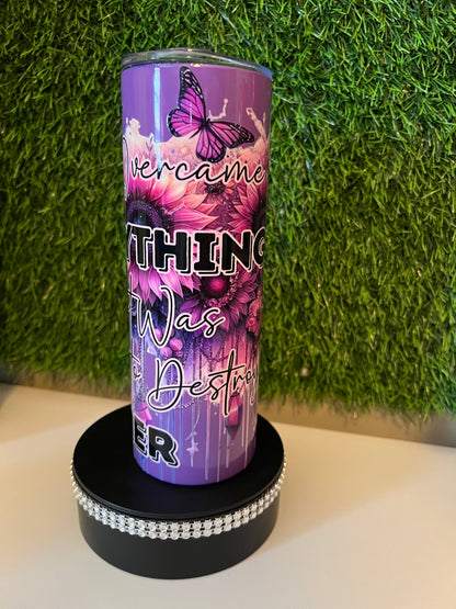 SS Skinny 20oz tumbler - She overcame everything
