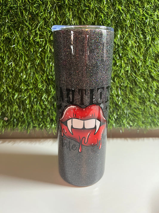 SS Skinny 20oz tumbler -Caution I bite
