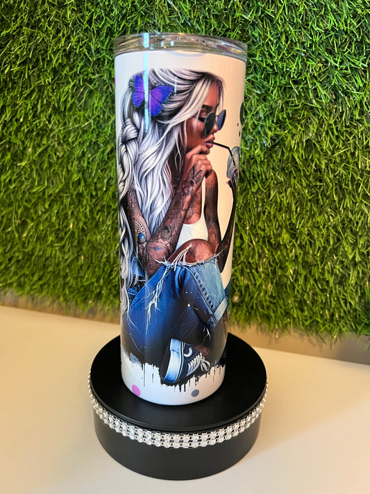 SS Skinny 20oz white tumbler -You never fail