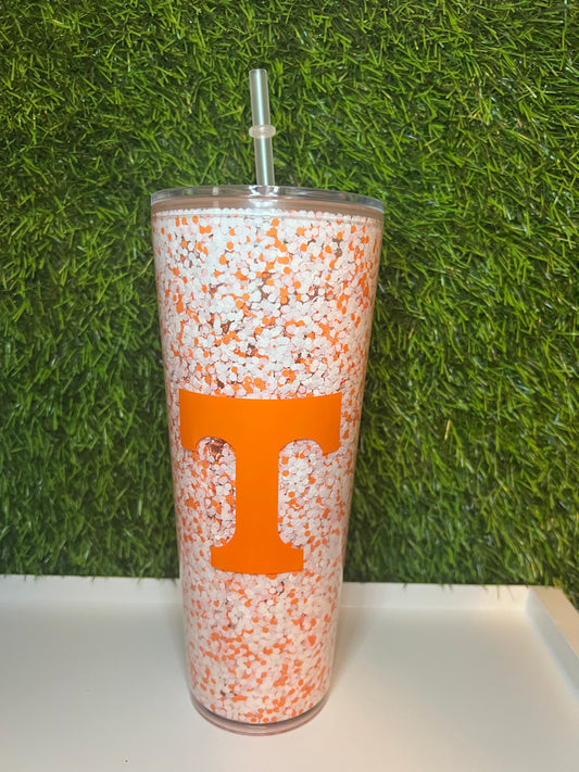 24oz Glitter Acrylic tumbler - T (Tennessee)