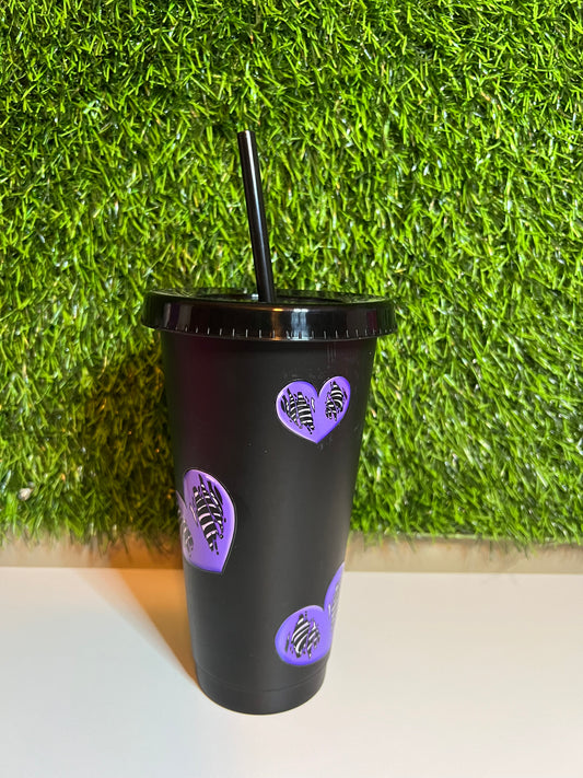 24oz Black tumbler Hearts