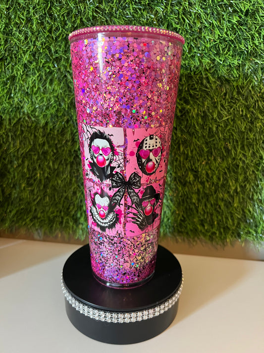 24oz Acrylic tumbler - Pink Halloween guys