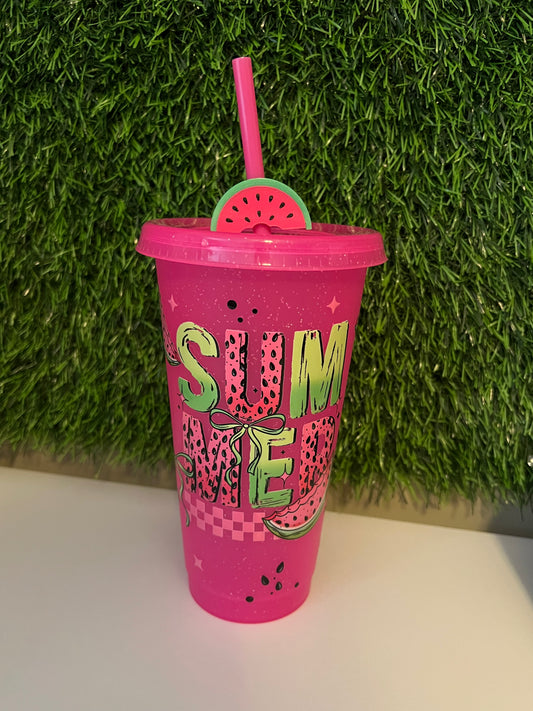 24oz Hot Pink tumbler - Summer