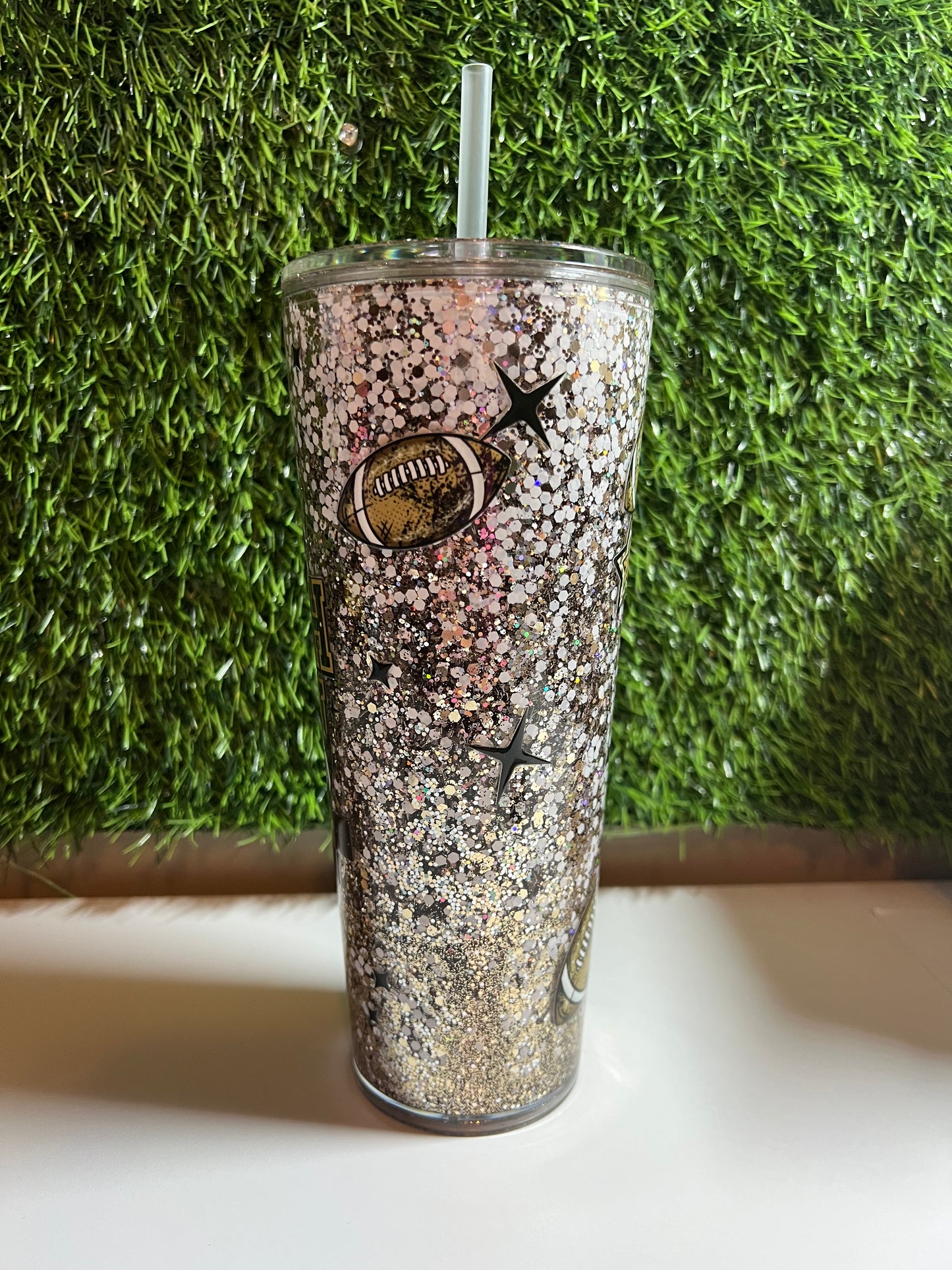 24oz Glitter Acrylic tumbler - Touch down